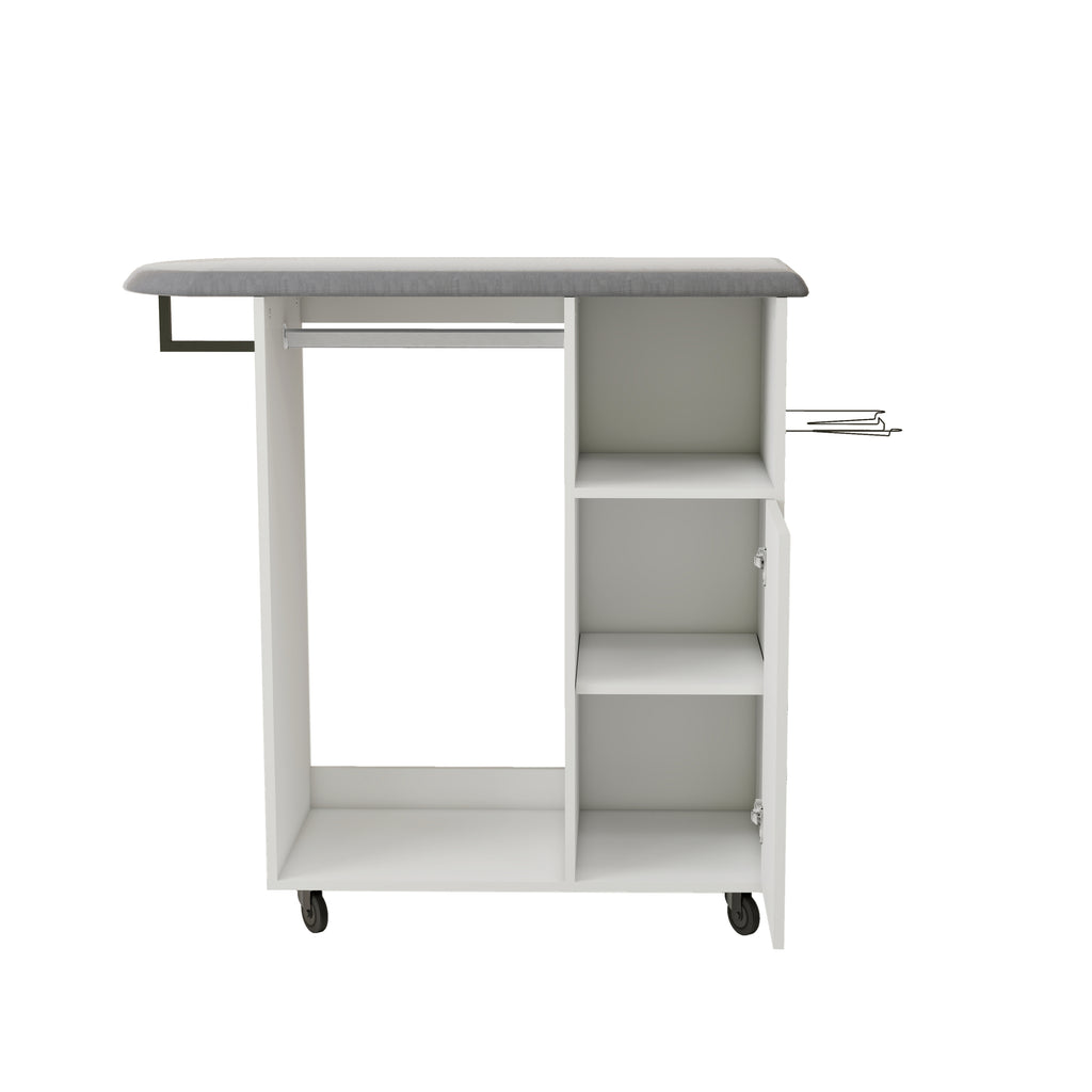 Ironing Cart with Rolling Ironing Board, Multipurpose Ironing Cabinet with Wheels, Compact Ironing Solution for Laundry Room, Bedroom,Cloakroom-White - Grand Goldman Shop