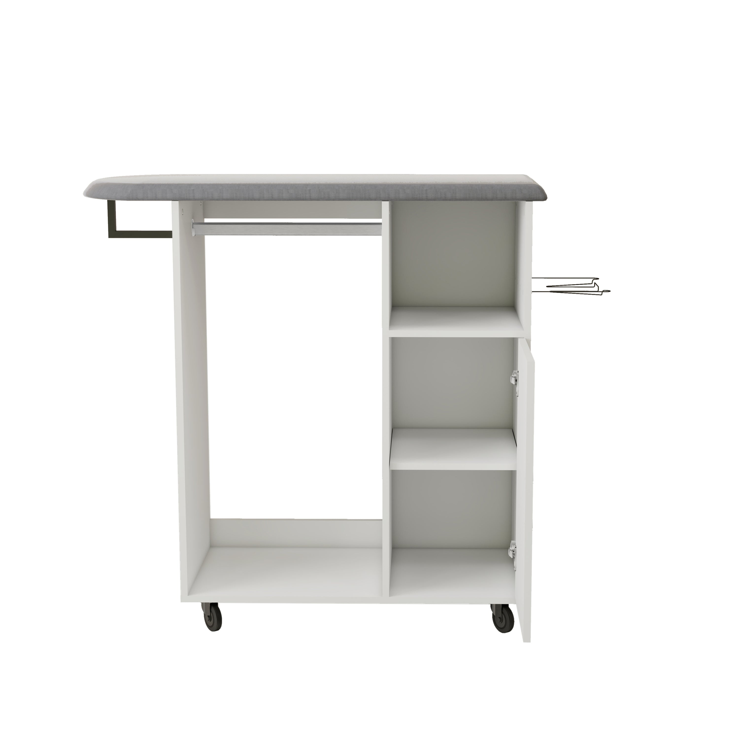 Ironing Cart with Rolling Ironing Board, Multipurpose Ironing Cabinet with Wheels, Compact Ironing Solution for Laundry Room, Bedroom,Cloakroom-White - Grand Goldman Shop
