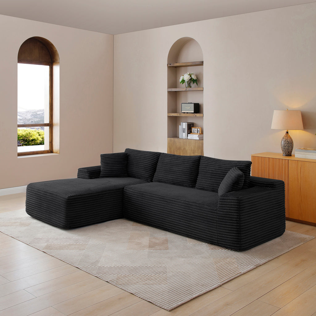 105'' Modular Sectional Sofa, Cloud Sectional Couch with Deep Seat, Modern Modular L-Shape Sofa Couch with Chaise,Upholstered Couches for Living Room Bedroom,No Assembly, (BLACK) - Grand Goldman Shop