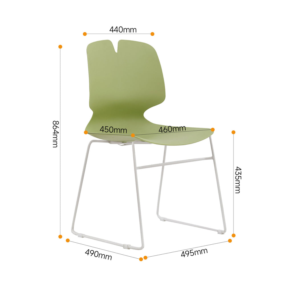 Modern Stacked Office Chairs Set of 4 in Green and Grey with Polypropylene Construction and 180KG Load Capacity - Grand Goldm