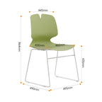 Modern Stacked Office Chairs Set of 4 in Green and Grey with Polypropylene Construction and 180KG Load Capacity - Grand Goldm