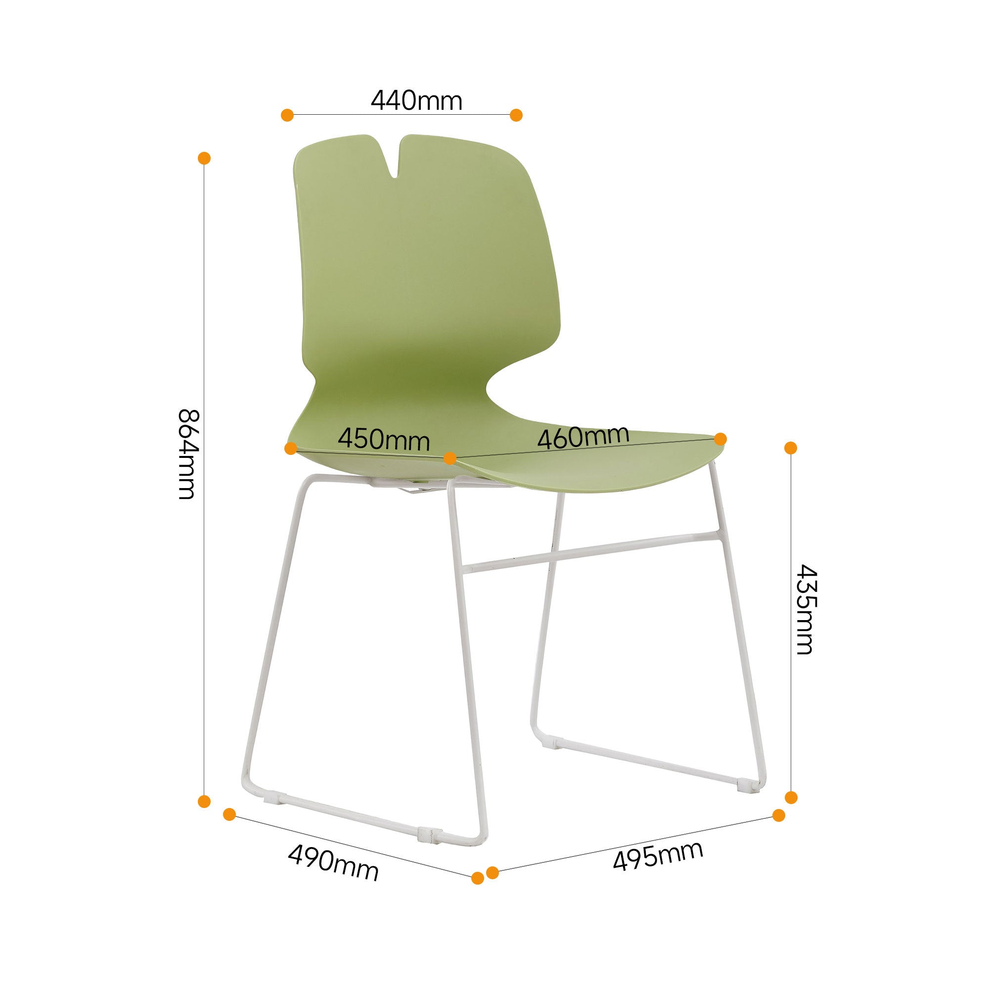 Modern Stacked Office Chairs Set of 4 in Green and Grey with Polypropylene Construction and 180KG Load Capacity - Grand Goldm