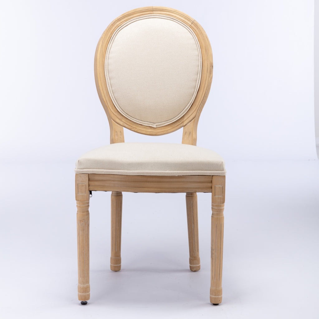 A&A Furniture,French Style Solid Wood Frame Antique Painting Linen Fabric Back Dining Chair,Set of 2,Beige,SW1845BG - Grand Goldman Shop