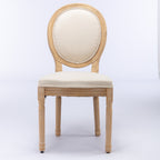 A&A Furniture,French Style Solid Wood Frame Antique Painting Linen Fabric Back Dining Chair,Set of 2,Beige,SW1845BG - Grand Goldman Shop