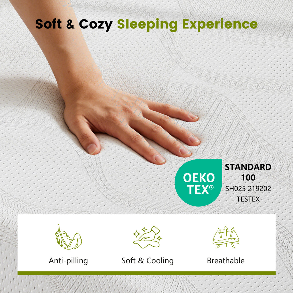 Twin Size Memory Foam Mattress,12 Inch Bed Mattress,with Cooling Green Tea Gel, CertiPUR-US Certified,White - Grand Goldman Shop