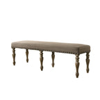 Birmingham Microfiber Upholstered Bench with Nail Head Trim in Driftwood Finish - Grand Goldman Shop