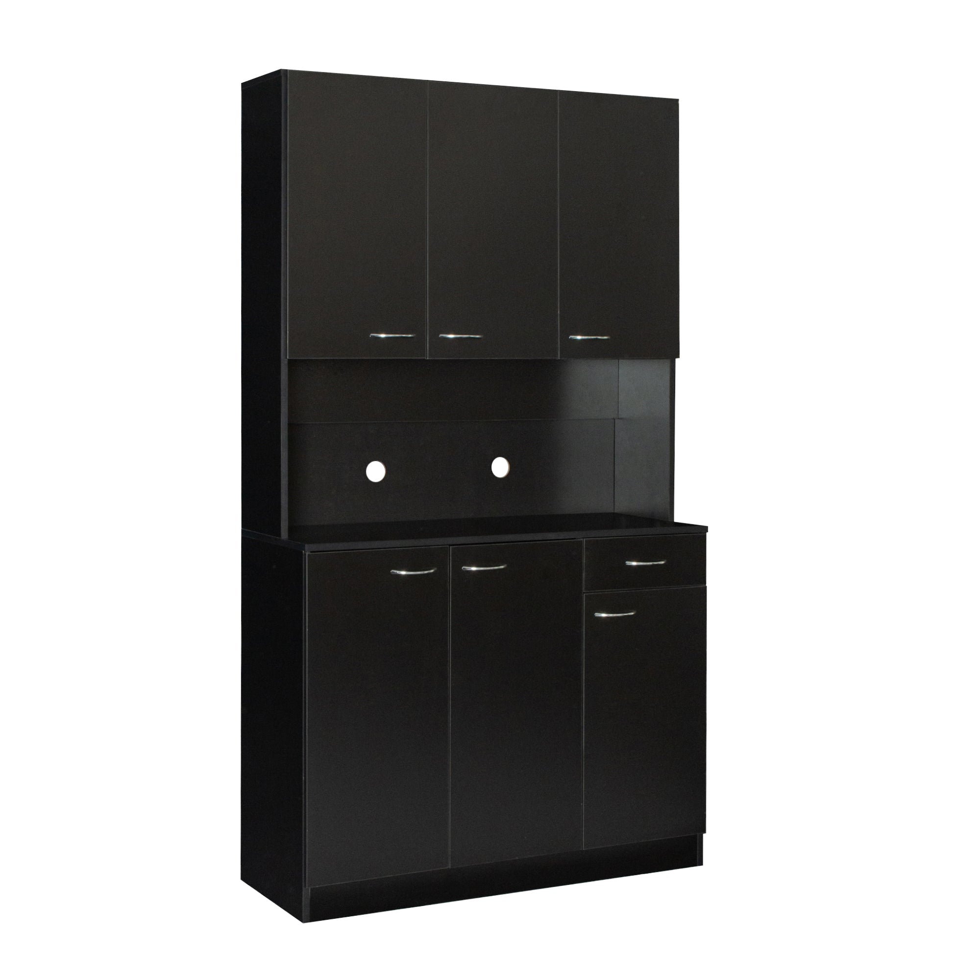 70.87' Tall Wardrobe& Kitchen Cabinet, with 6-Doors, 1-Open Shelves and 1-Drawer for bedroom,Black - Grand Goldman Shop