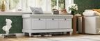 TREXM Classic Shoe Bench with Cushion and Three Drawers, Fluted Entryway Bench with Storage for Living Room, Entryway, and Hallways (Light Gray, OLD SKU: N715P207812E ) - Grand Goldman Shop