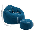 Bedding Bean Bag Sofa Chair with High-Pressure Foam and Footrest, Blue Microfiber - Grand Goldman Shop