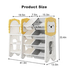 Kids Bookshelf and Toy Storage, 4-Tier Toy Organizers W/8 Removable Storage Bins, Kids Toy Storage Organizer for Study Room, 