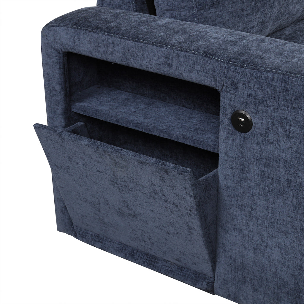 U_STYLE L-shaped Pull-Out Sofa Bed with Storage, USB Ports, and Cup Holders, Modular Design for Living Rooms, Offices & Apartments - Grand Goldman Shop