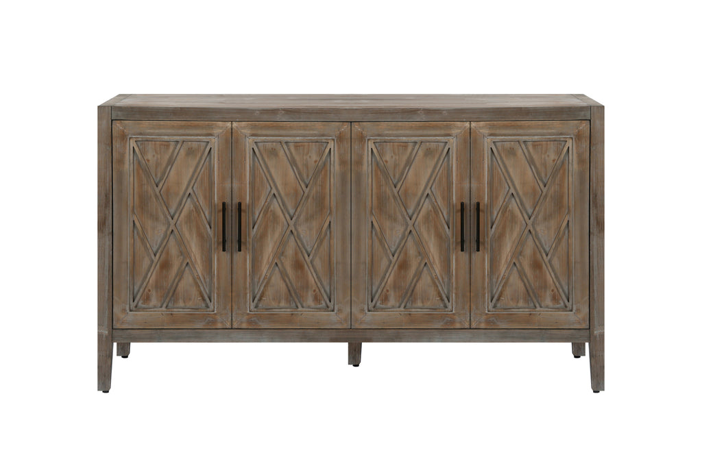 60 inches Modern Farmhouse Accent Cabinet with 4 Doors and Adjustable Shelf Wood Sideboard Buffet Cabinet Console Table Credenza Buffet Table for Kitchen Dining Room Entryway Hallway(Antique Brown) - Grand Goldman Shop