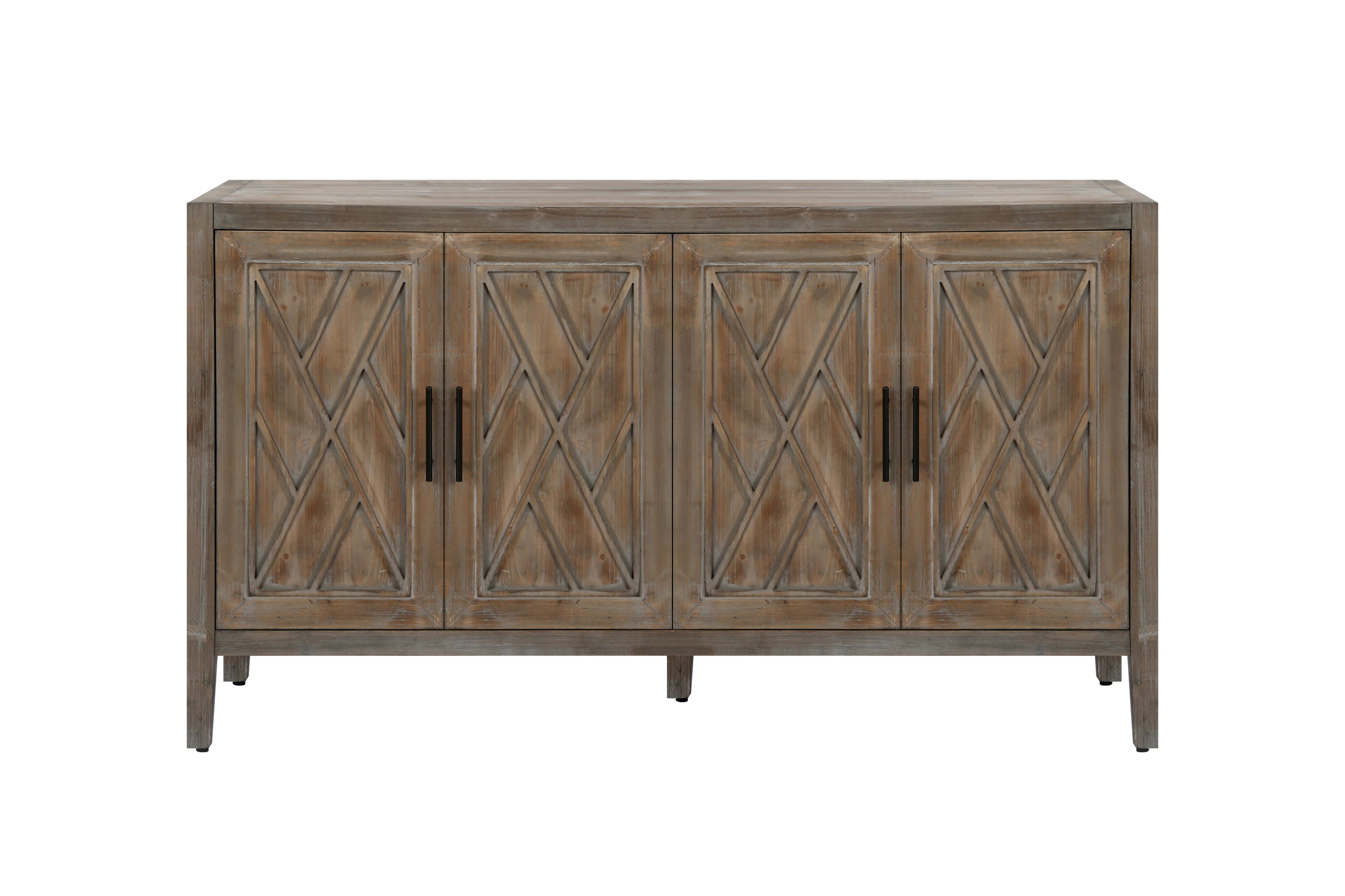 60 inches Modern Farmhouse Accent Cabinet with 4 Doors and Adjustable Shelf Wood Sideboard Buffet Cabinet Console Table Credenza Buffet Table for Kitchen Dining Room Entryway Hallway(Antique Brown) - Grand Goldman Shop