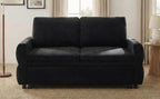 Black Convertible Sofa Bed Loveseat with Adjustable Backrest and USB Ports, 62.75' Chenille Upholstered Couch for Living Room or Small Space - Grand Goldman Shop