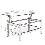 Modern Simple Lift Top Coffee Table with 2-Layer Tempered Glass in Black for Living Room - Grand Goldman Shop