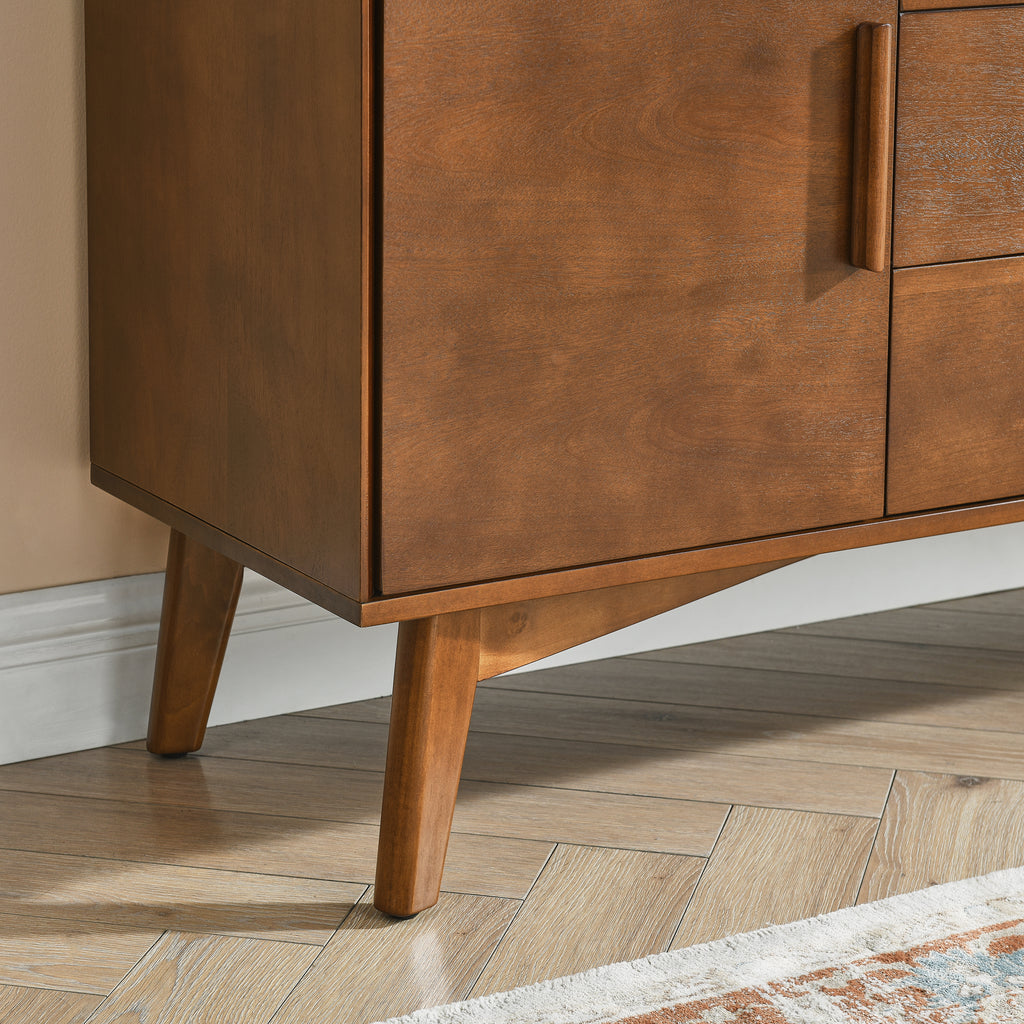 47.3' Mid Century Modern Sideboard Buffet Cabinet with Storage, Storage Cabinet with 2 Doors and 3 Drawers for Kitchen Dining Living Room, Accent Console Table, Walnut - Grand Goldman Shop