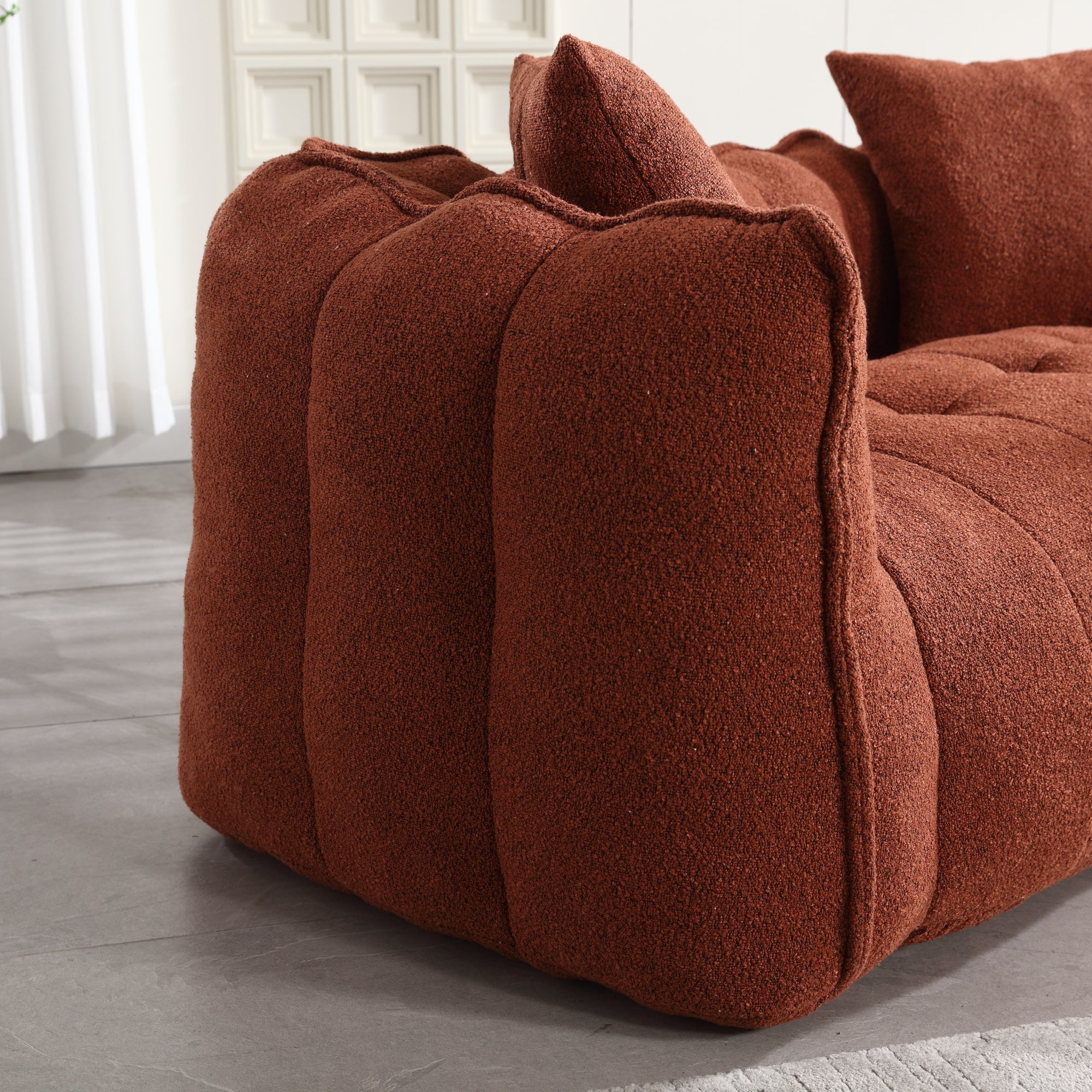Cozy Beanbag Chair with High Resilience Foam Core for Two - Red Chenille, 66x35x25 inches - Grand Goldman Shop