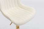 Chrome Footrest and Base Swivel Height Adjustable Mechanical Lifting Velvet + Golden Leg Simple Bar Stool,Set of 2,Ivory - Grand Goldman Shop
