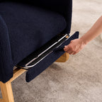 LY-5104 Accent Rocking Chair with Footrest & Storage Pocket, Deep Navy Blue High-Back Rocker, Rubber Wood Lounge Chair for Nursery Living Room, 38.36'W x 26.77'D x 39.76'H - Grand Goldman Shop