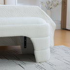 64.96'Wide Modern Upholstered Armless Upholstered Bedroom Benches End of Bed Bench for Entryway, Ottoman Foot Stool for Living Room and Bedroom, Entryway,White Boucle - Grand Goldman Shop
