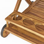 RIVIERA BAR CART Natural Stained Acacia Wood Mobile Bar Cart with Wheels for Entertaining - Grand Goldman Shop