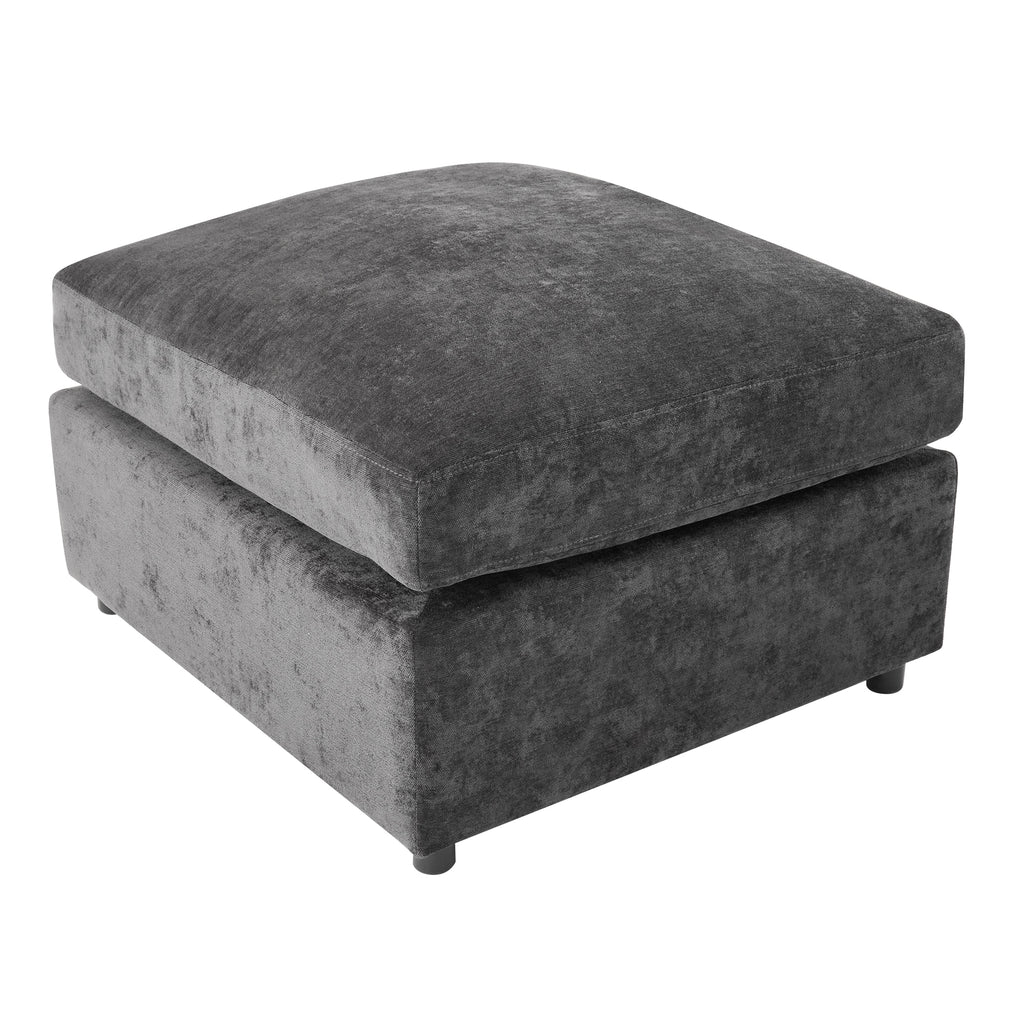 Stylish Modular U-Shaped Sectional Sofa with USB Ports, Black Chenille, 86.6' - Grand Goldman Shop