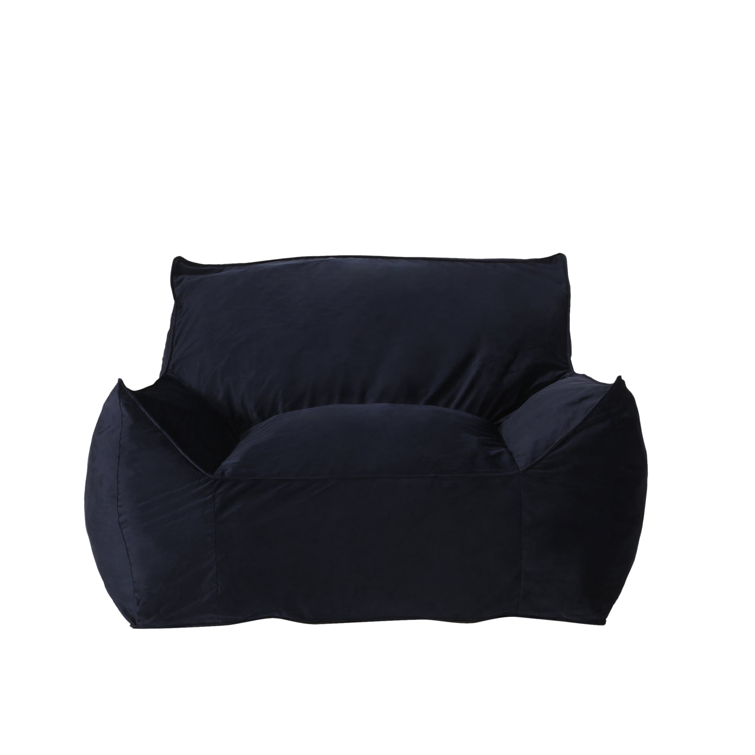 Allea Velveteen Bean Bag Chair with Armrests, Midnight Blue, Velvet, 40x40x32 inches - Grand Goldman Shop