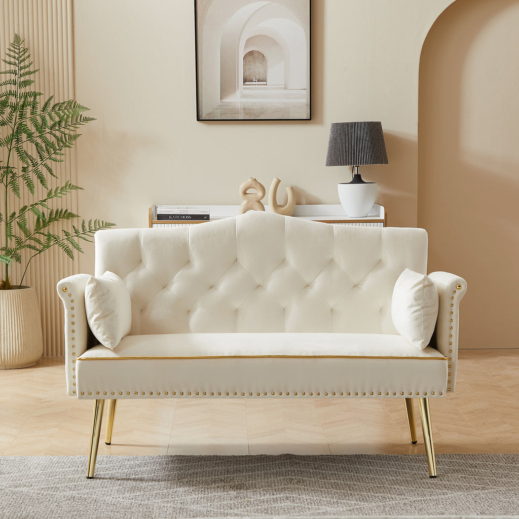 CREAM WHITE  2 SEATER SOFA - Grand Goldman Shop