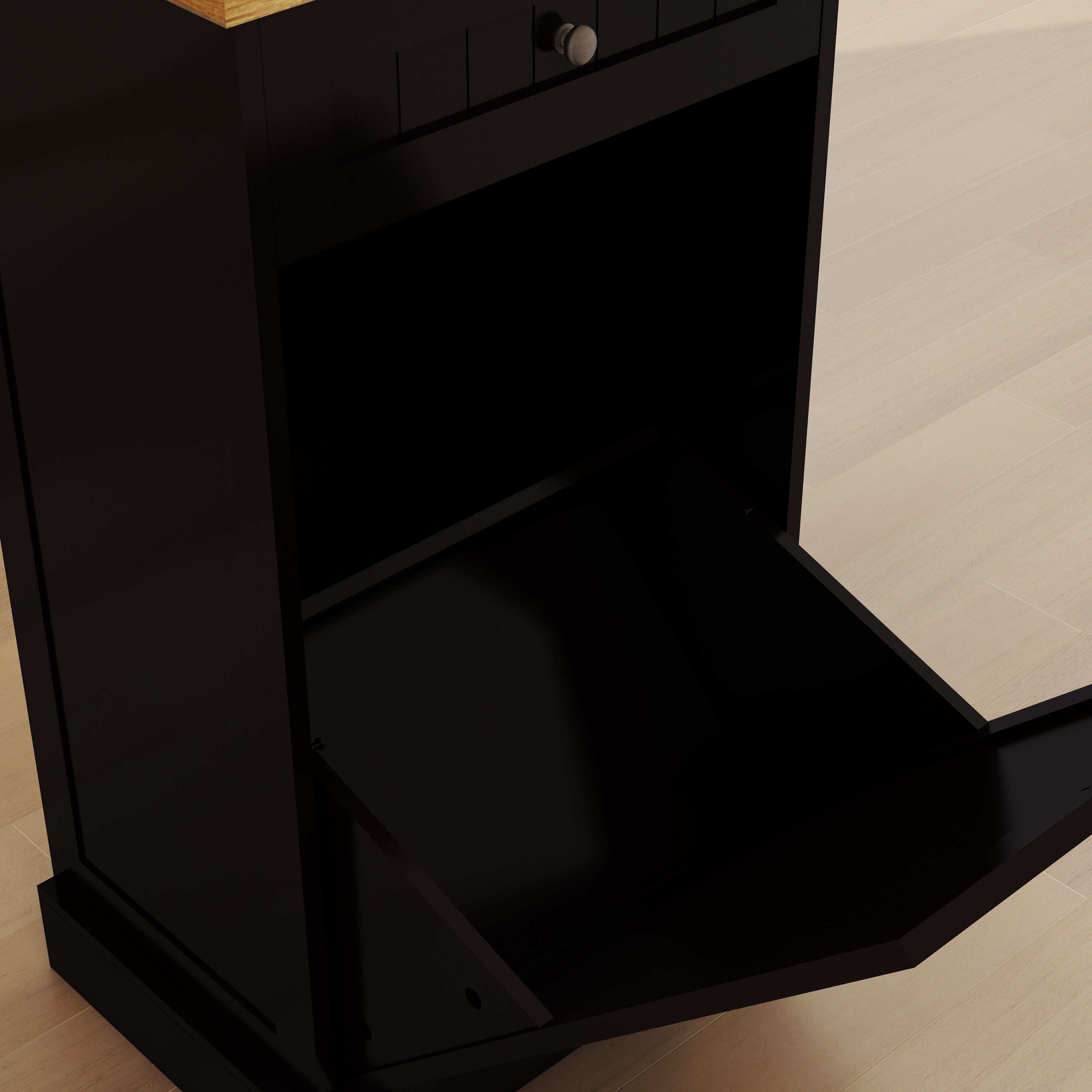 One Drawers and One-Compartment Tilt-Out Trash Cabinet Kitchen Trash Cabinet-Black - Grand Goldman Shop