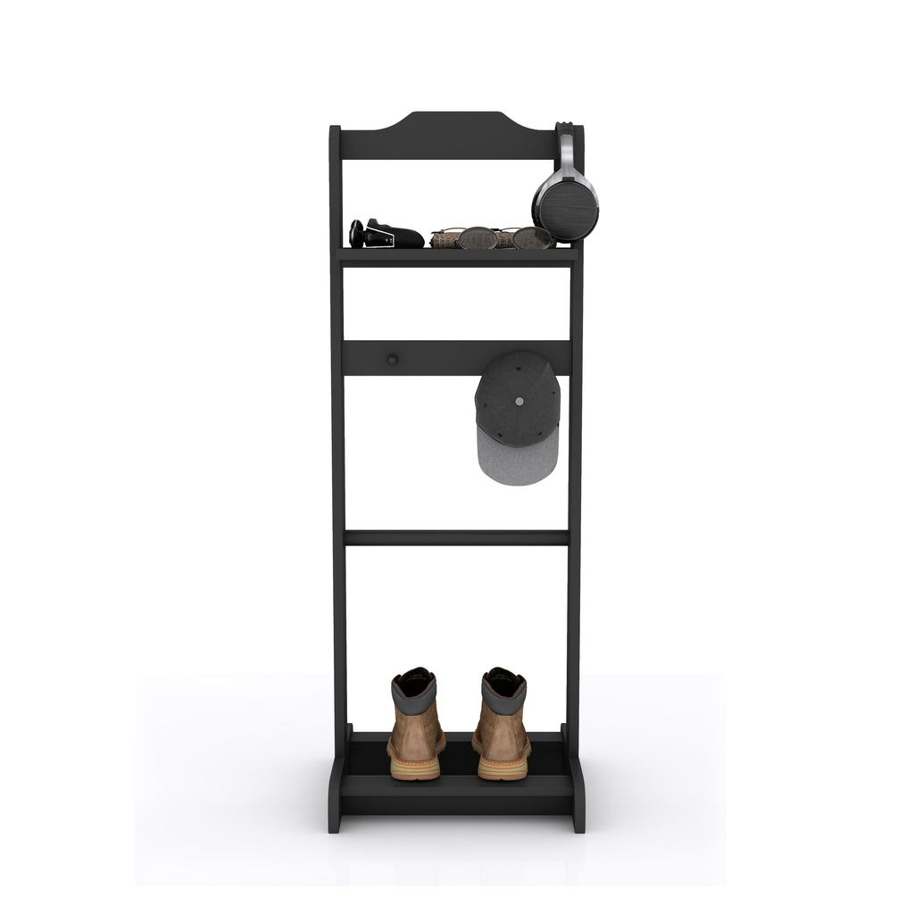 Accent Portable Garment Rack,Clothes Valet Stand with Storage Organizer,Black Finish - Grand Goldman Shop