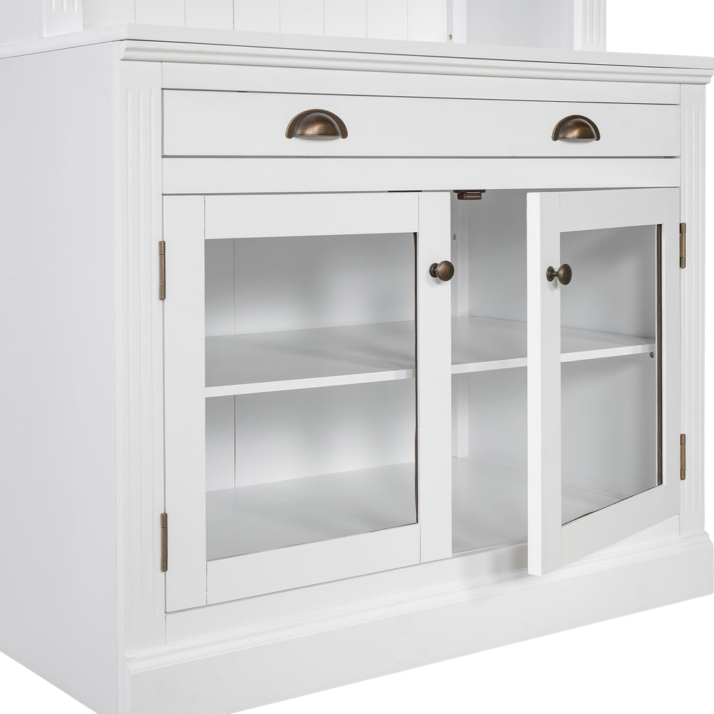 83.4'Tall Bookshelf Suite with LED Lighting, Modern Bookcases with Glass Doors and Drawers,2-Piece Set Storage Bookcase Suite