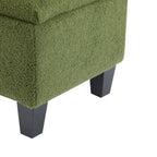 Ottoman Bench with Storage, Green Boucle Surface, Rubber Wood Legs, 300 lbs Capacity - Grand Goldman Shop