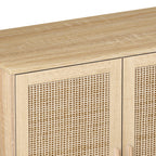 Elegant and Functional 4-Door Rattan Decorative Storage Cabinet for Bedroom, Living Room, Office in Natural Particle Board - Grand Goldman Shop