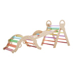 Pikler Triangle Set, 9-in-1 Toddler Climbing Toys Indoor, with Xylophone, Cushion, Triangle, Arch, and Ramp, 150 lbs Load, Fo