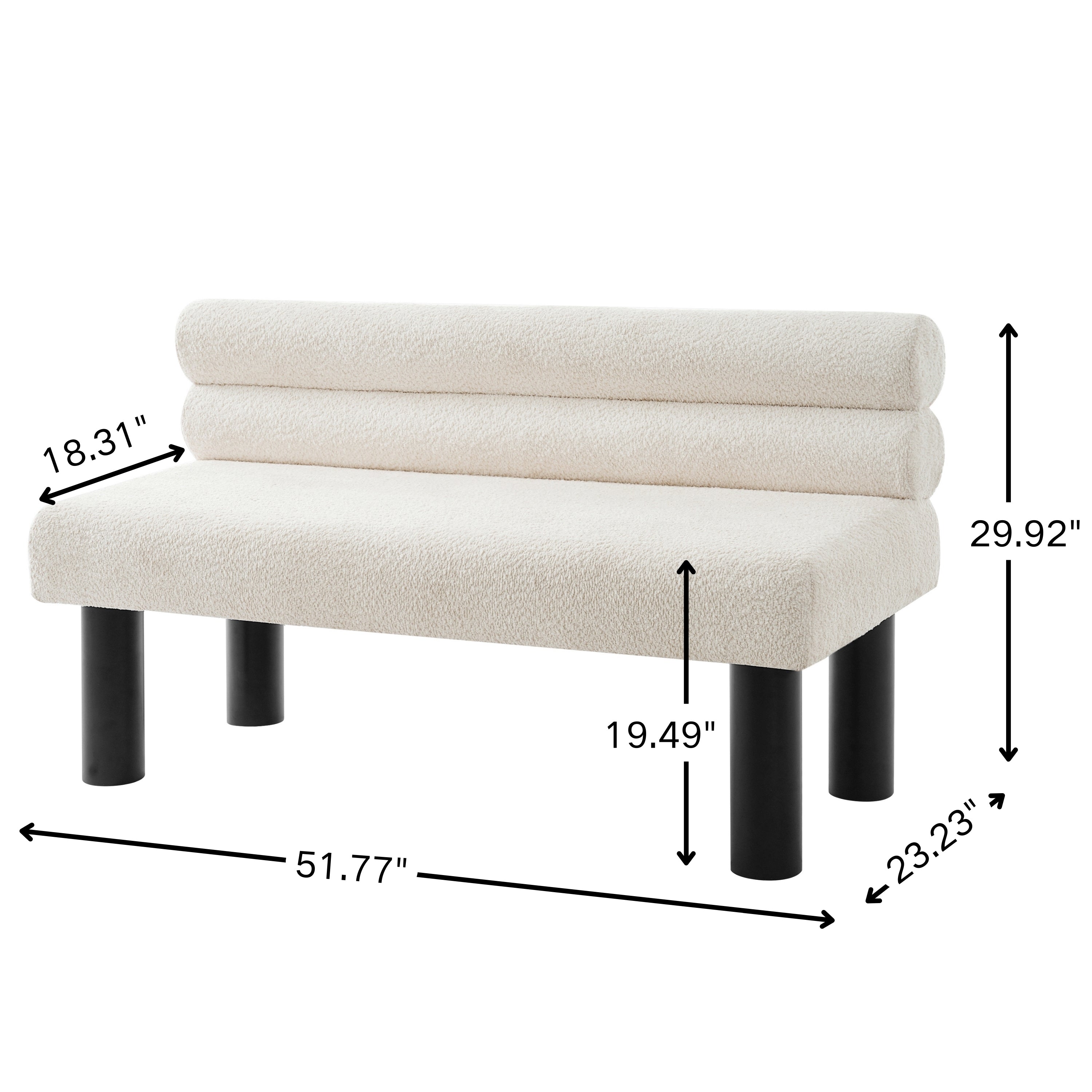 Upholstered Dining Bench, End of Bed, Entryway Bench, Ottoman for Dining Room, Bedroom, Living Room, Rubber Wood Leg 300 LBS Support, Beige - Grand Goldman Shop