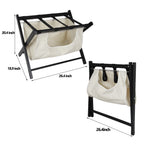 Hofitlead Wooden Luggage Rack, Folding Luggage Rack Suitcase Stand with Storage Shelf for Home Guest Room Bedroom Hotel,Black