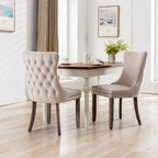A&A Furniture,Upholstered Wing-Back Dining Chair with Backstitching Nailhead Trim and Solid Wood Legs,Set of 2, Beige,SW8809BG,KD - Grand Goldman Shop