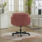 Modern Chenille Swivel Office Chair, Height Adjustable Task Chair with Convertible Multi-Position Armrests, Comfy Double Cush