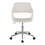 Contemporary Task Chair in Chrome Metal and White Faux Leather - Grand Goldman
