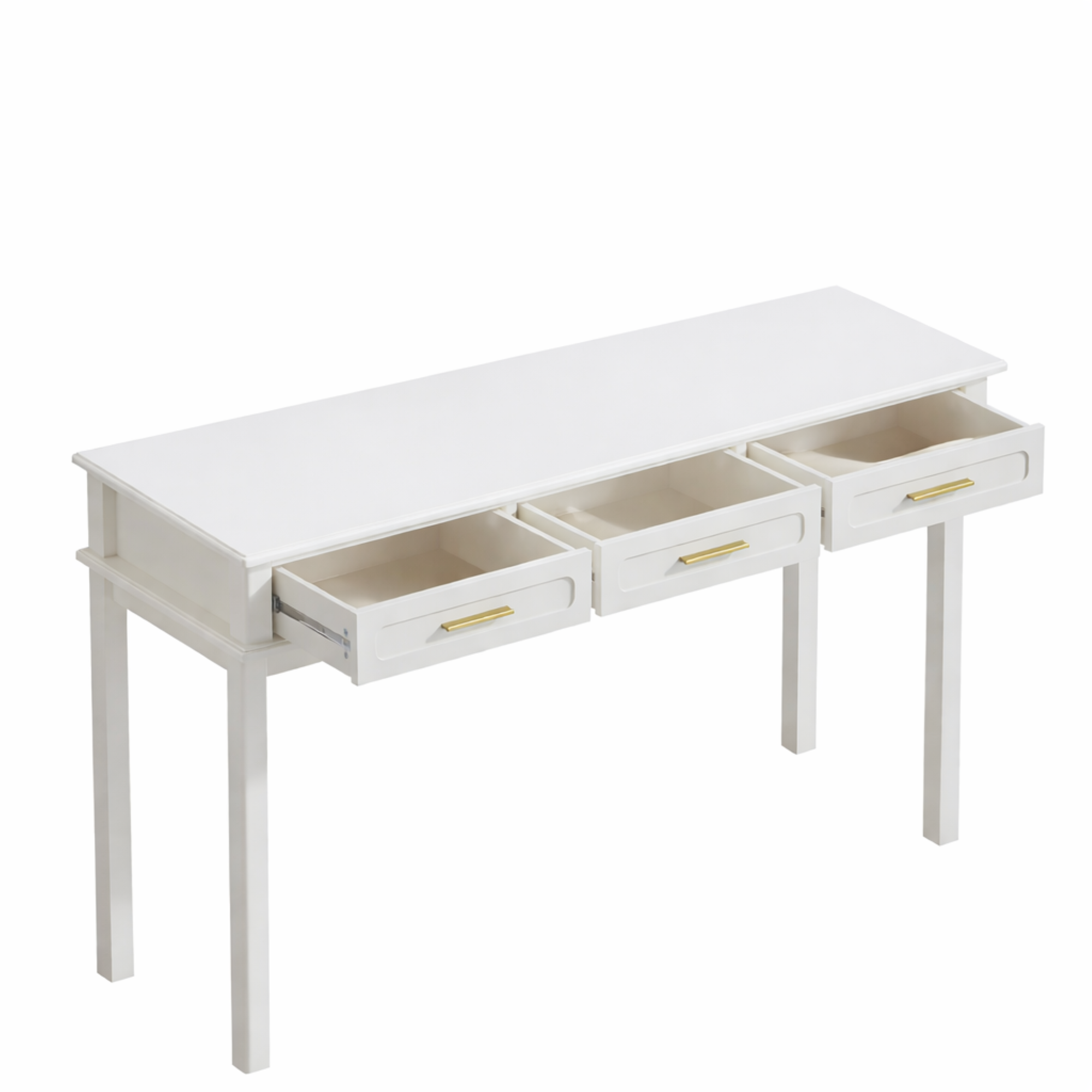 Cream White Vanity Desk with 3 Drawers, Modern Makeup Table or Writing Desk, Multipurpose Dressing Table for Bedroom, No Mirror Included - Grand Goldman Shop
