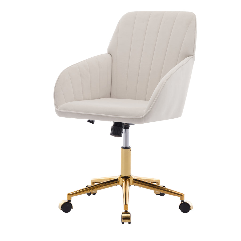TY Ergonomic Swivel Office Chair, Adjustable and Comfortable, Beige Velvet Upholstery, 24.60 x 22.84 x 38.00 inches - Grand G