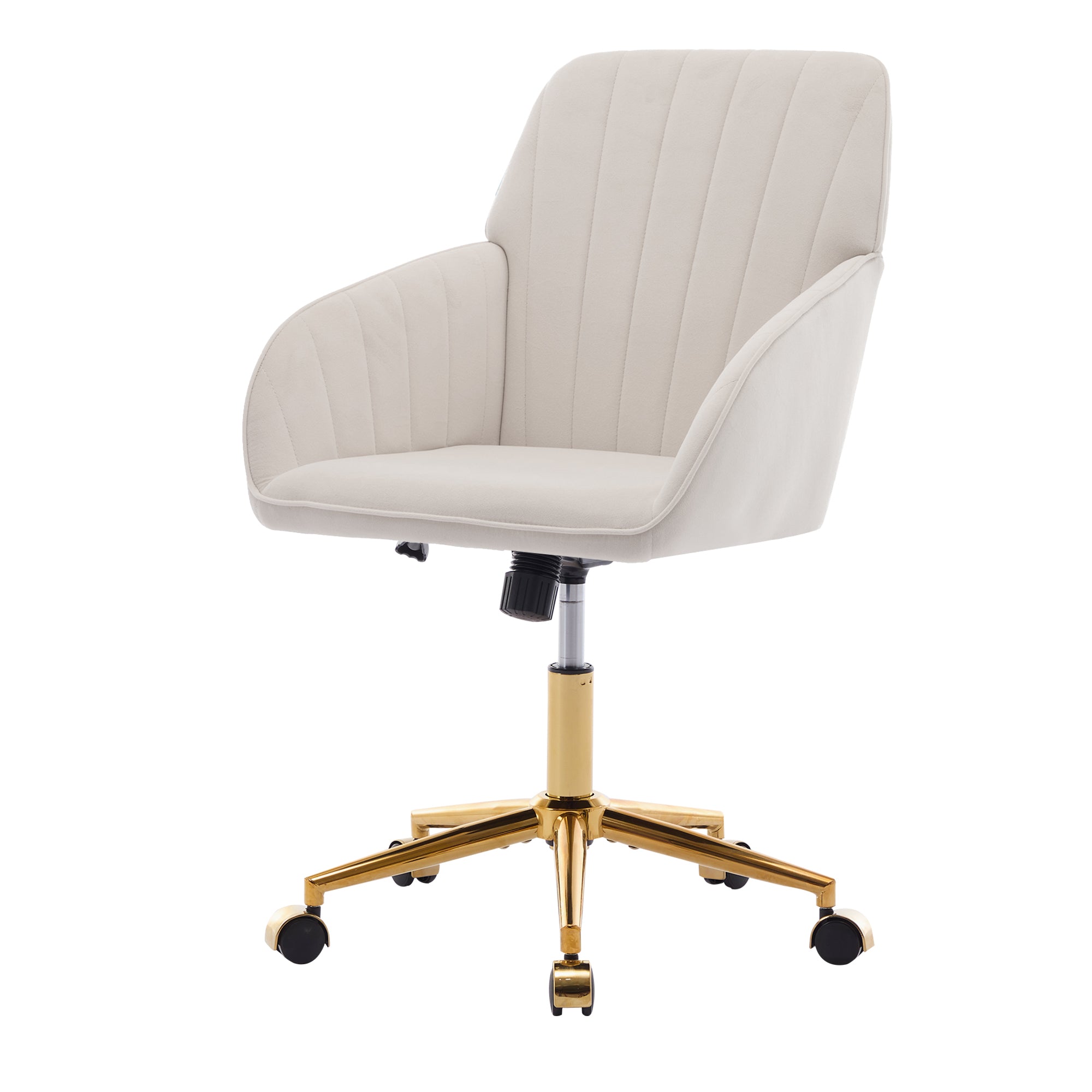 TY Ergonomic Swivel Office Chair, Adjustable and Comfortable, Beige Velvet Upholstery, 24.60 x 22.84 x 38.00 inches - Grand G