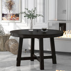 Gia Round Extendable Dining Table with 16' Leaf Wood, Espresso - Grand Goldman Shop