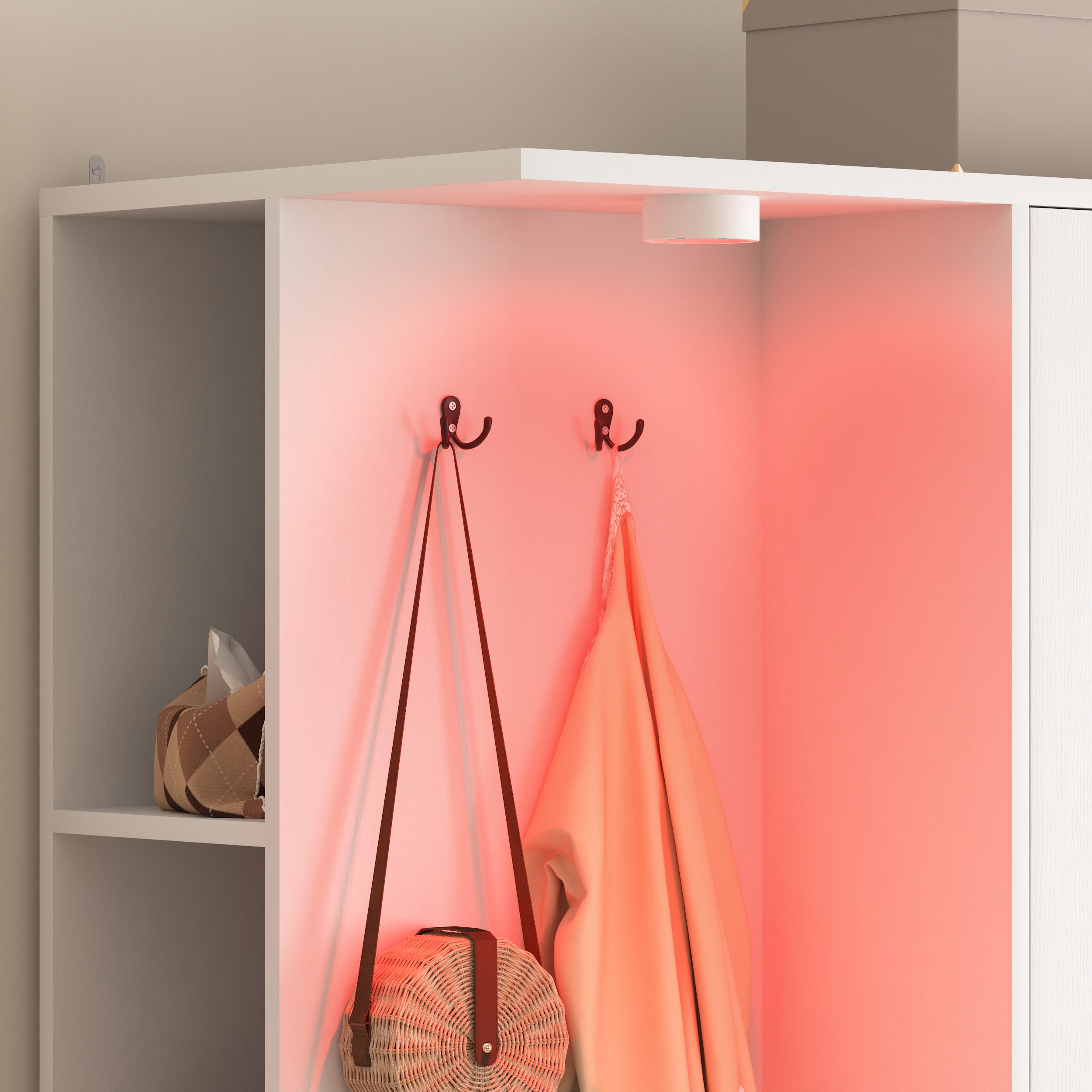 Wardrobe Closet 71.7' H, Bedroom Wooden Wardrobe with 2 Doors 6 Drawers, Modern Clothing Storage Cabinet Combination with Storage Shelves and Hanging Rail, White - Grand Goldman Shop