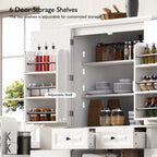 K&K 71' Tall Kitchen Pantry Cabinet with 3 Pull Out Cabinet Organizers, Farmhouse Embossed Texture Storage Cabinet with 6 Door Shelves, 2 Drawers, Freestanding Cupboard for Kitchen, Dining Room White - Grand Goldman Shop
