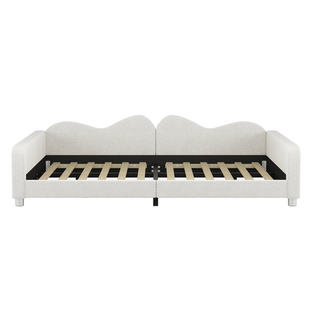 Full size Upholstered Daybed, Sherpa Fabric Sofabed with Cloud-Shaped Backrest, No Box-spring Needed, White(Old SKU: WF532069AAK) - Grand Goldman Shop