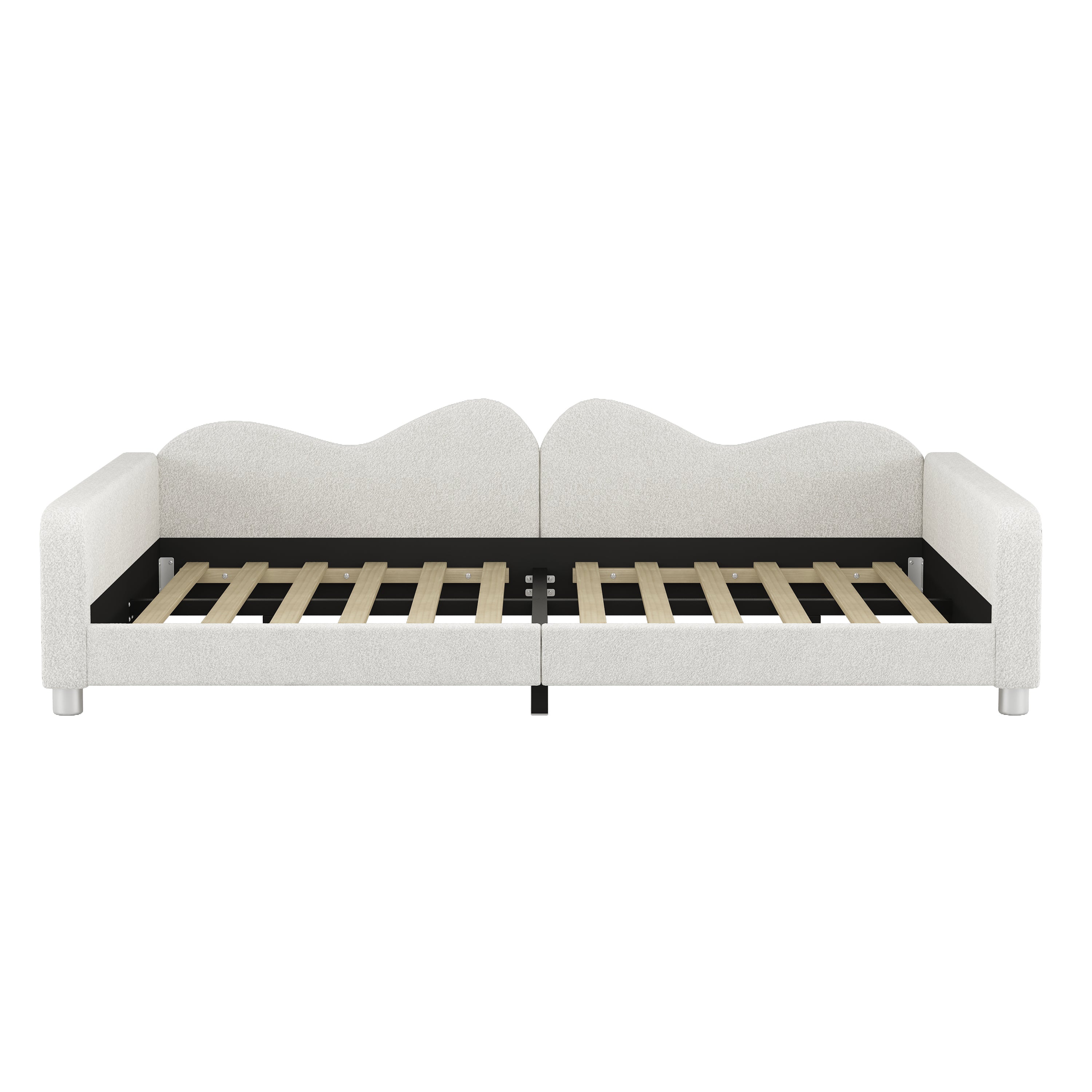 Full size Upholstered Daybed, Sherpa Fabric Sofabed with Cloud-Shaped Backrest, No Box-spring Needed, White(Old SKU: WF532069AAK) - Grand Goldman Shop