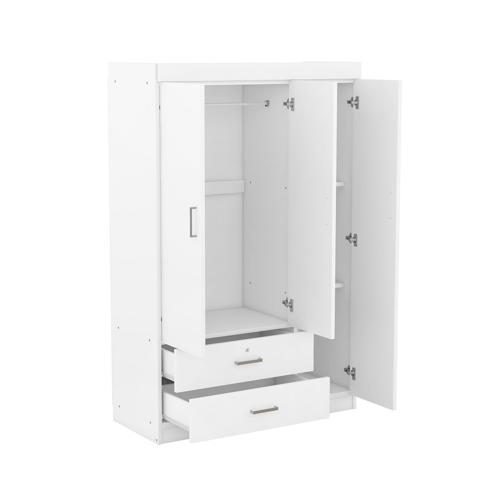 3-Door Wardrobe with 2 Drawers, White(OLD SKU:LP006001AAK) - Grand Goldman Shop