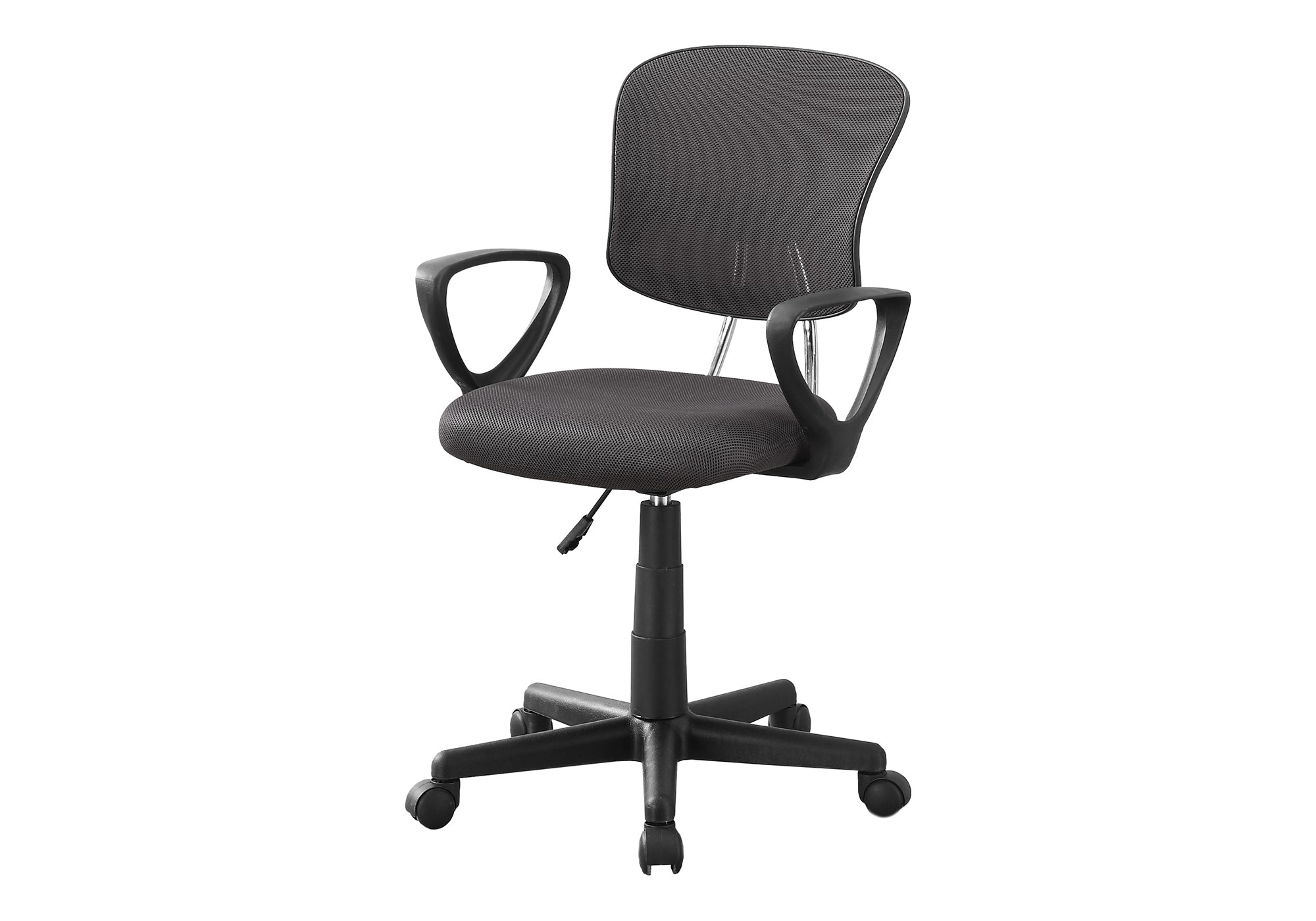 Office Chair, Adjustable Height, Swivel, Ergonomic, Armrests, Computer Desk, Work, Juvenile, Grey Mesh, Black Metal, Contempo