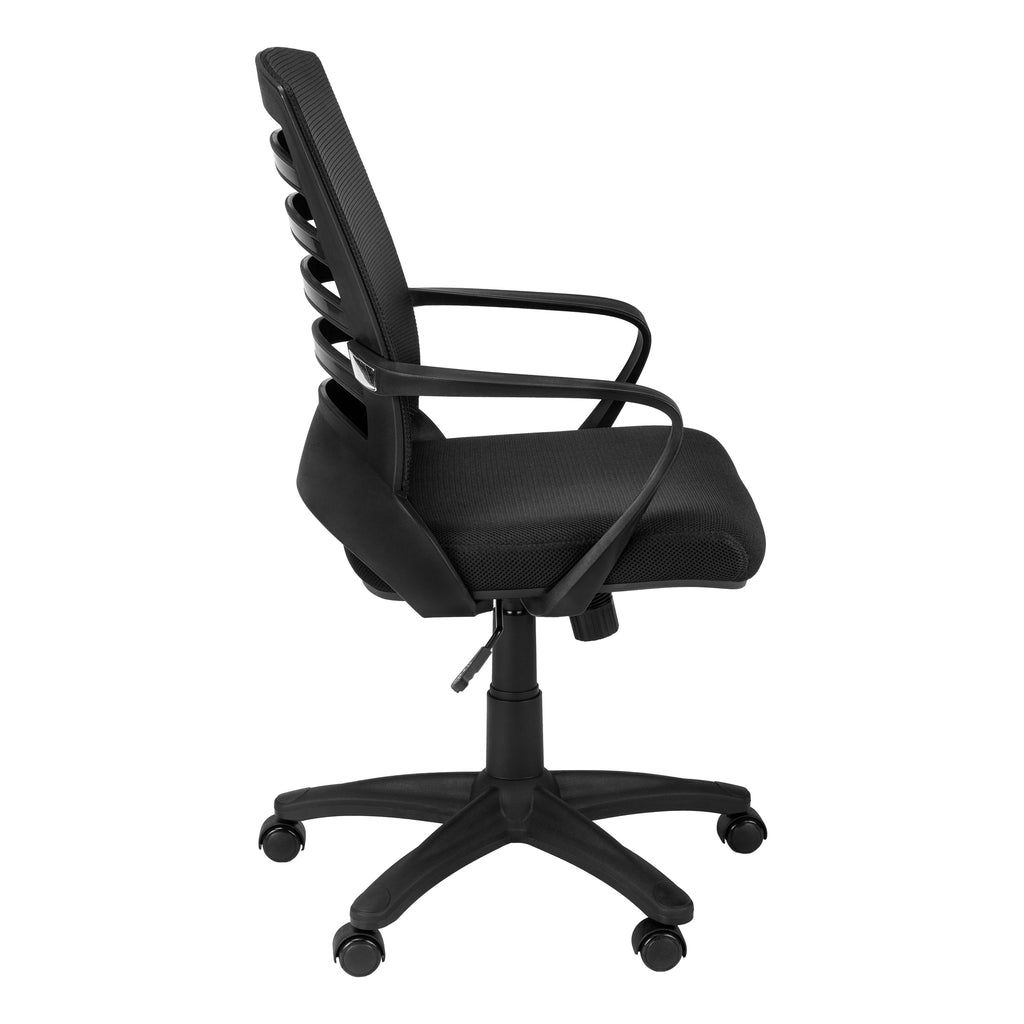 Office Chair, Adjustable Height, Swivel, Ergonomic, Armrests, Computer Desk, Work, Black Mesh, Black Metal, Contemporary, Mod